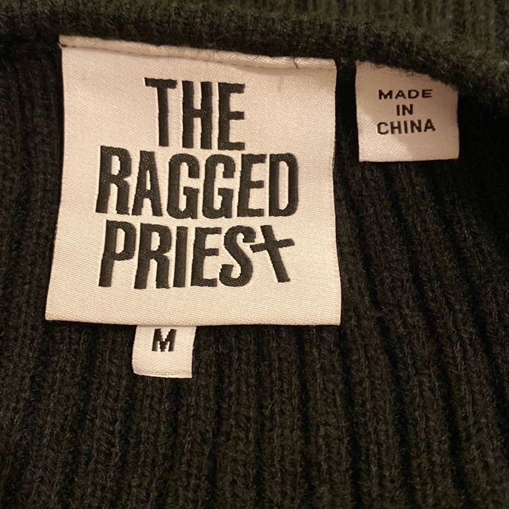 THE RAGGEST PRIEST BLACK D-RING LACE UP TOP / CARDIGAN SWEATER. Size M - Picture 6 of 11